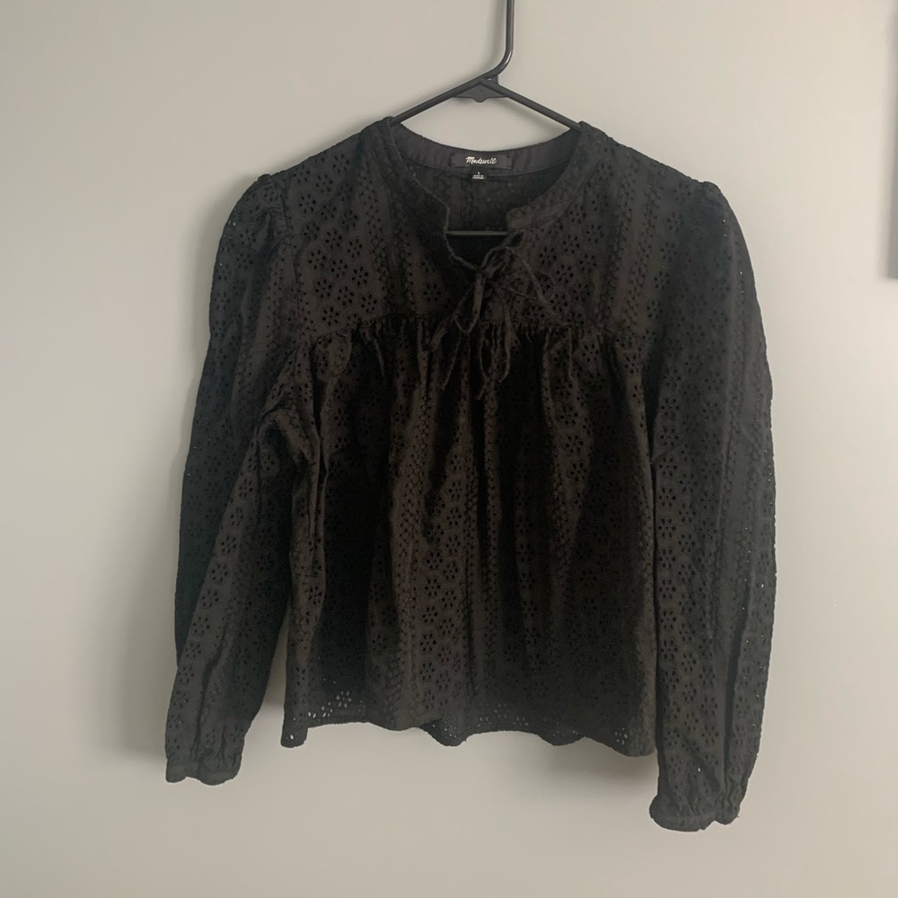 Madewell Eyelet Black Blouse Size L